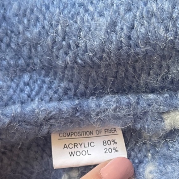 Glassworks London Intarsia Cloud Blue and White Wool Blend Sweater Jumper‎ - Picture 7 of 10